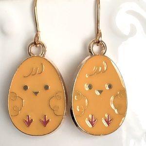New Chick Chicken Easter Egg Cute Fun Handmade Earrings Golden Yellow Gifts